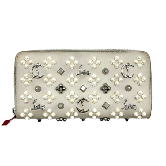 Christian Louboutin Panettone Long Wallet Cream with Loubinthesky Spikes - Picture 1 of 10